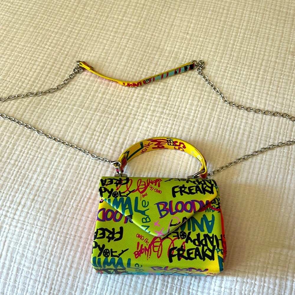 Multicolor graffiti print mini crossbody